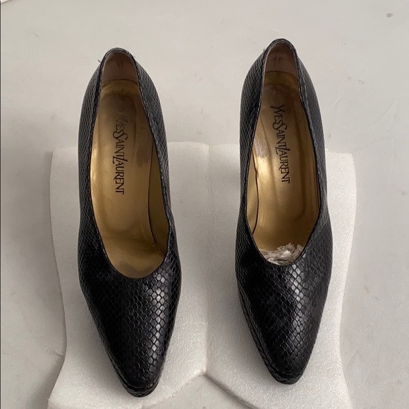 Yves Saint Laurent black snakeskin platform pumps - Picture 1 of 14
